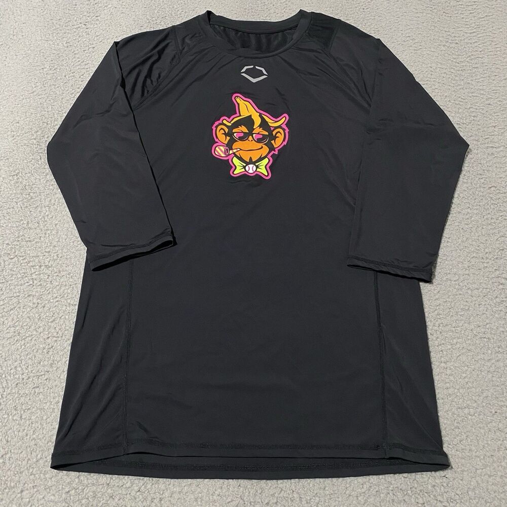 Savannah Bananas Party Animals Shirt EvoShield Men Large Black 3/4 Sleeve Active